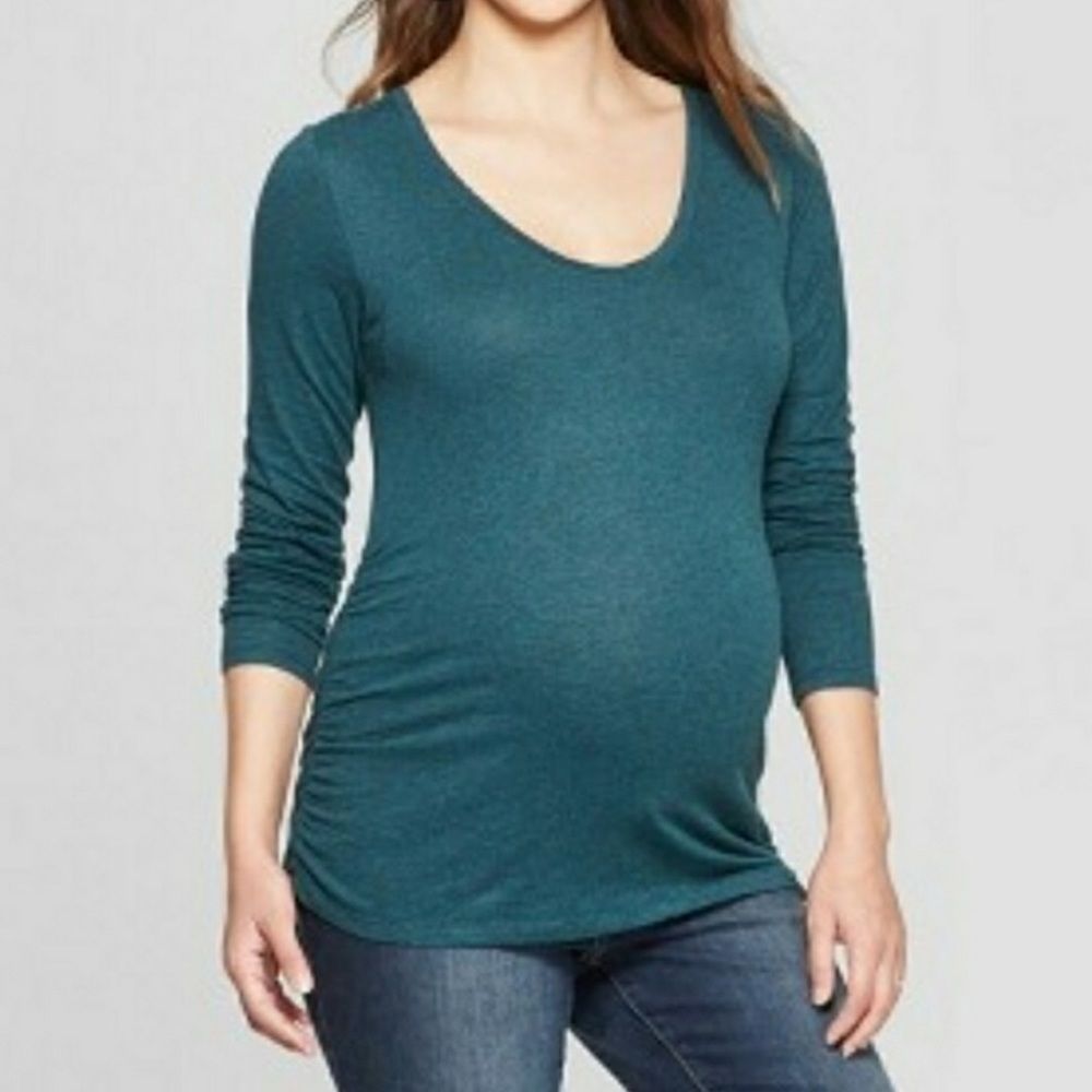 Isabel Maternity Green Relaxed Top Blouse Large - Picture 2 of 4